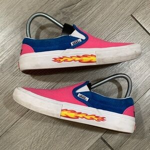 Vans Classic Slip-On Suede & Canvas “BDOG” Flame Sneakers RARE size 6 m 8 w